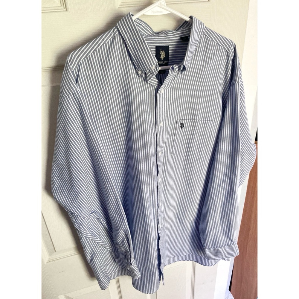 Men’s U.S. Polo Association Wrinkle-Free Striped Button Down Dress Shirt - Picture 11 of 11